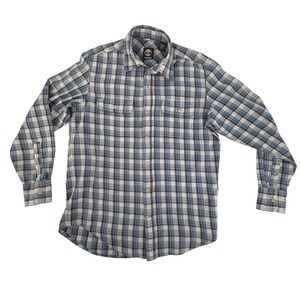 Timberland Mens Plaid Flannel Long Sleeve Button Up Shirt Blue White Size S/P